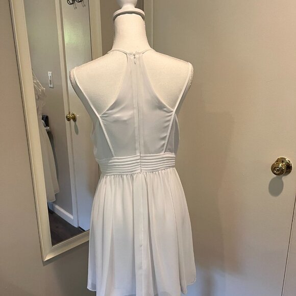 BCBG White Sleeveless Ruffle Front Mini Dress, Size 8 - Picture 9 of 13